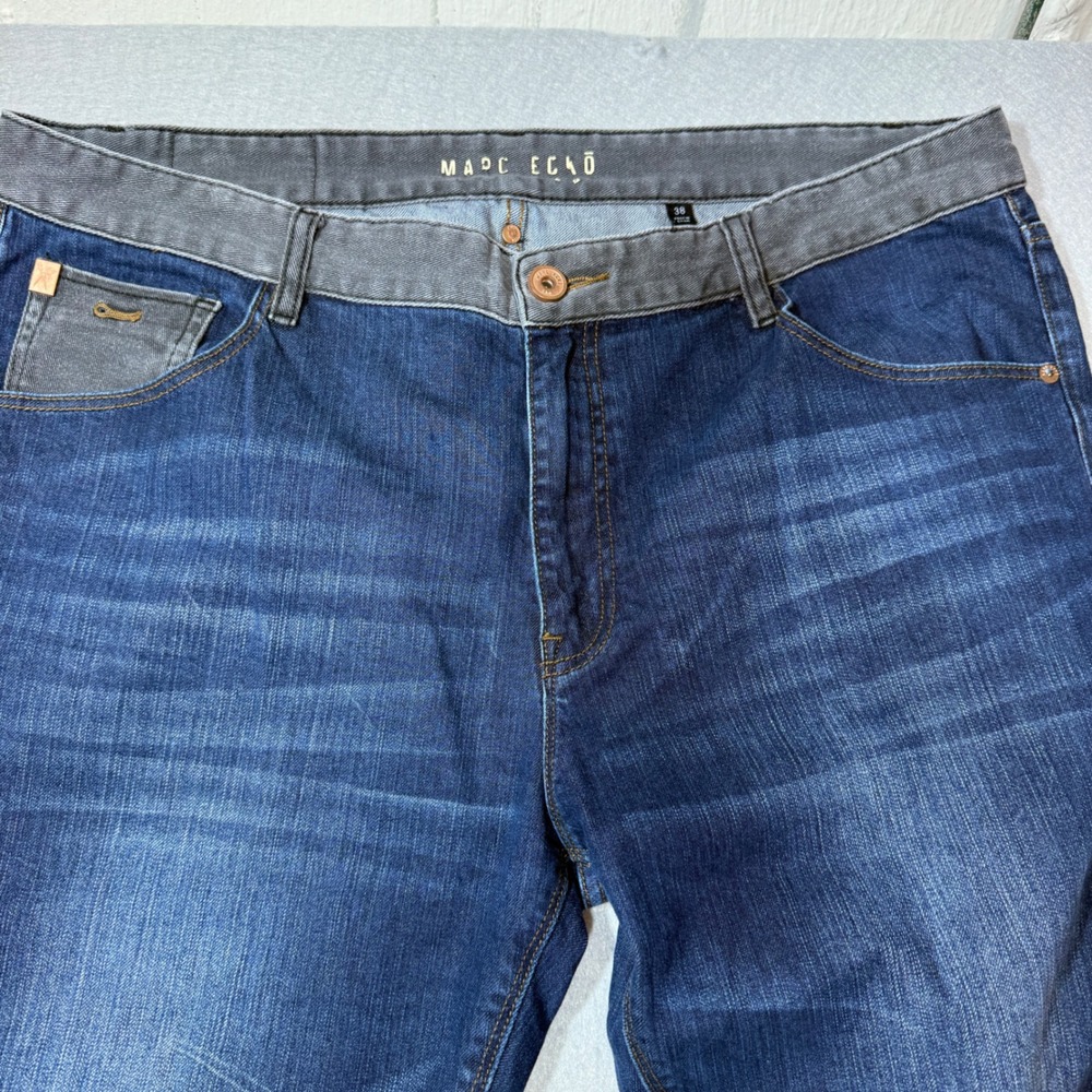 Marc Ecko Jeans Mens 38 Blue Grey Good Two-Tone Straight Leg Denim